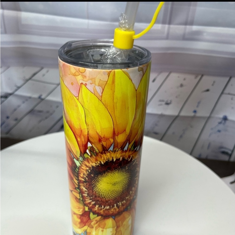 Handmade Sunflower Tumbler . NWOT